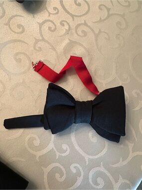 Black Bow Tie with Red Adjustable Strap Turnbull and asser